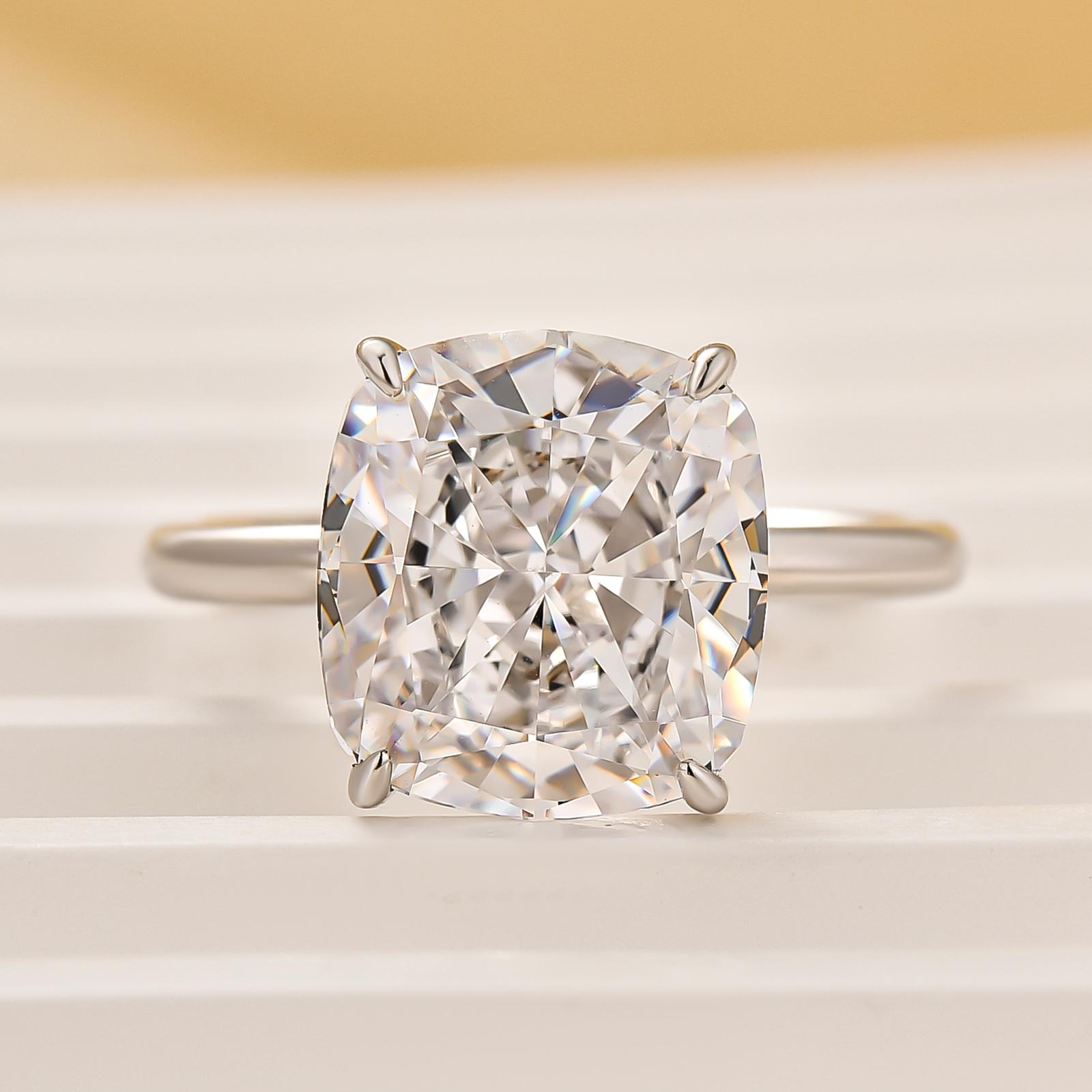 HNJ Jewels Precious 6.0 CT Cushion Cut Engagement Ring In Sterling Silver