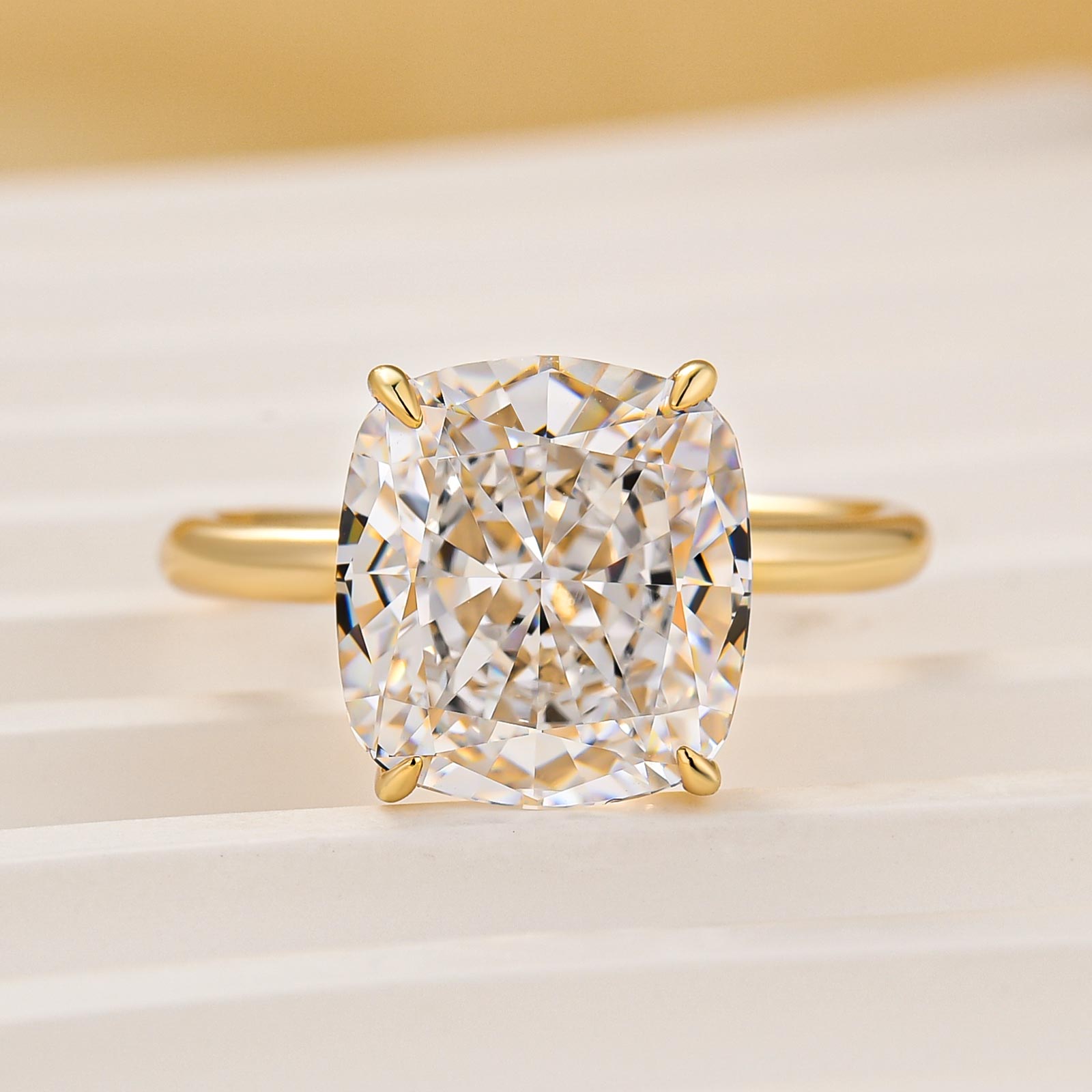 HNJ Jewels Precious 6.0 CT Cushion Cut Engagement Ring In Sterling Silver