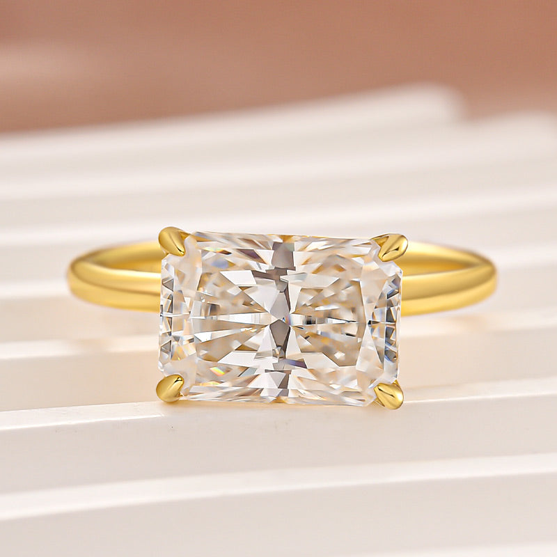 Moissanite 3.5 Carat Radiant Cut Solitaire Engagement Ring In Sterling Silver