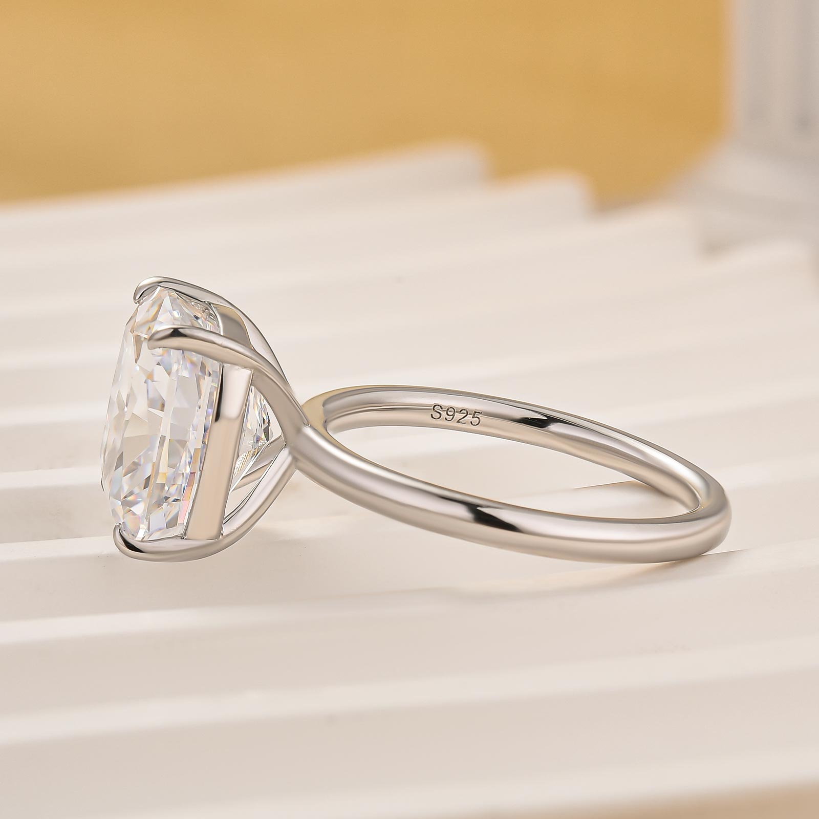 HNJ Jewels Precious 6.0 CT Cushion Cut Engagement Ring In Sterling Silver