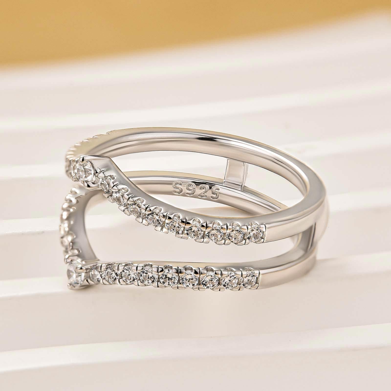 Vintage Engagement Ring Enhancer Wedding Band In Sterling Silver