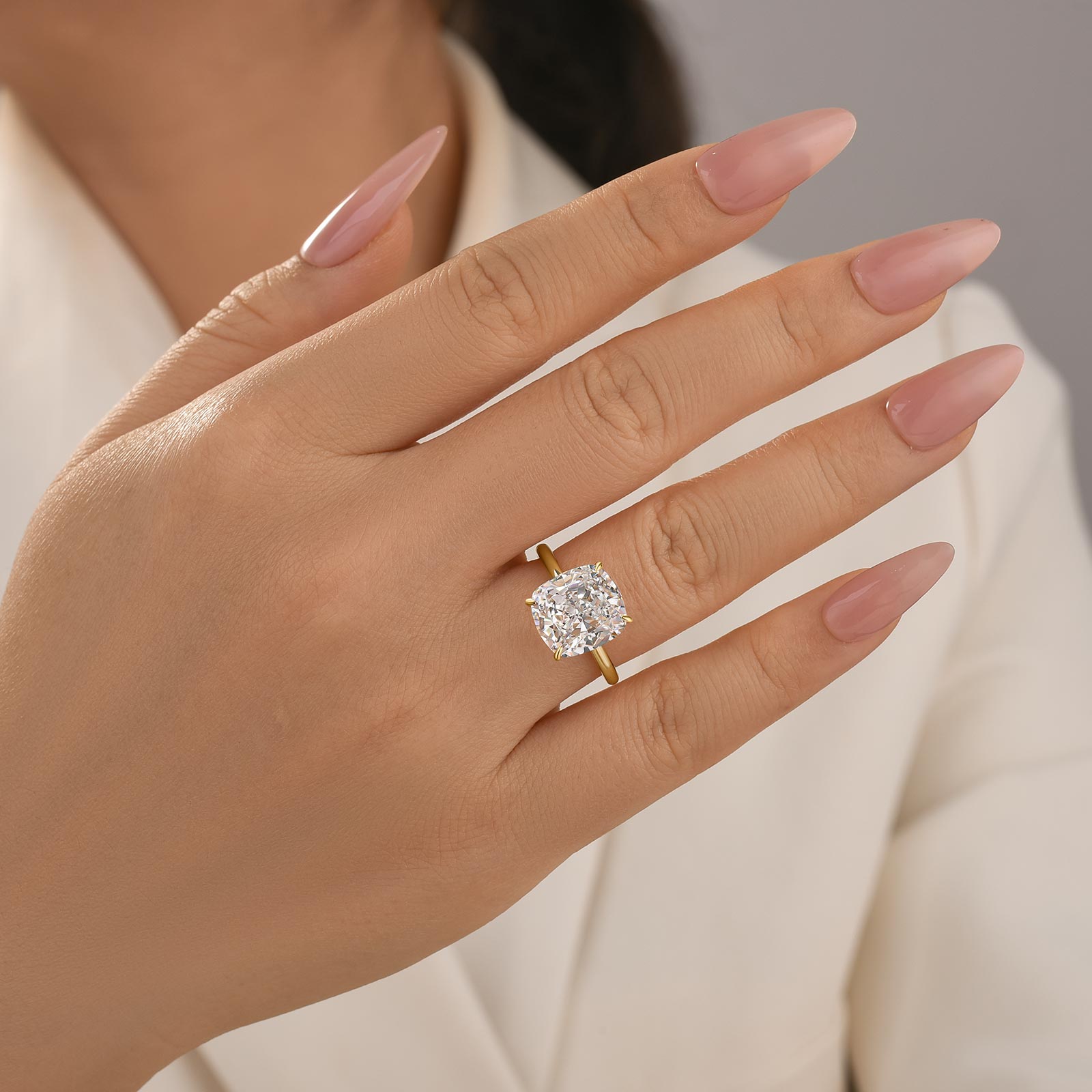 HNJ Jewels Precious 6.0 CT Cushion Cut Engagement Ring In Sterling Silver
