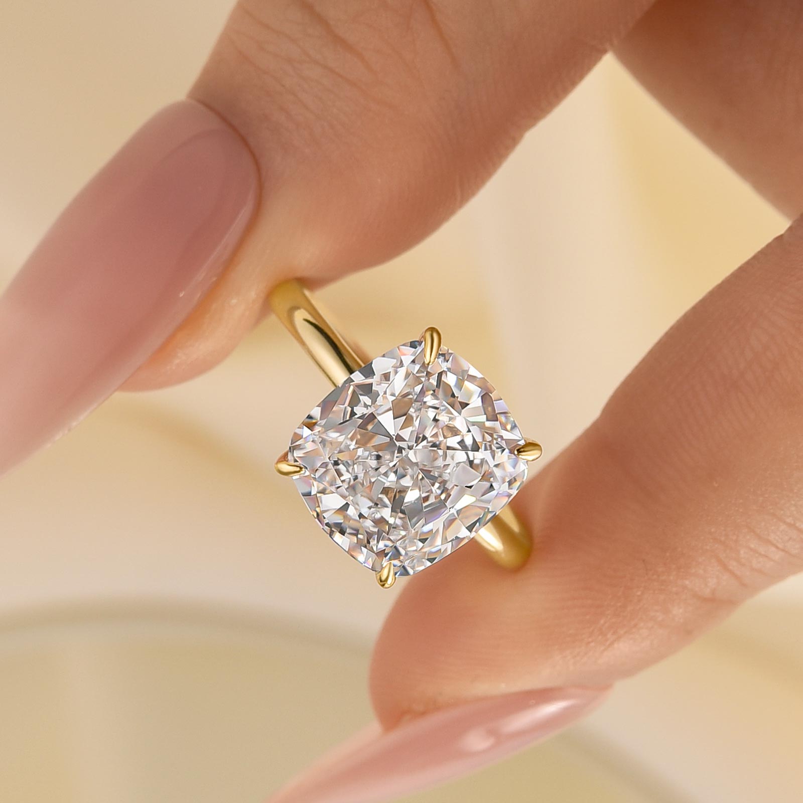 HNJ Jewels Precious 6.0 CT Cushion Cut Engagement Ring In Sterling Silver