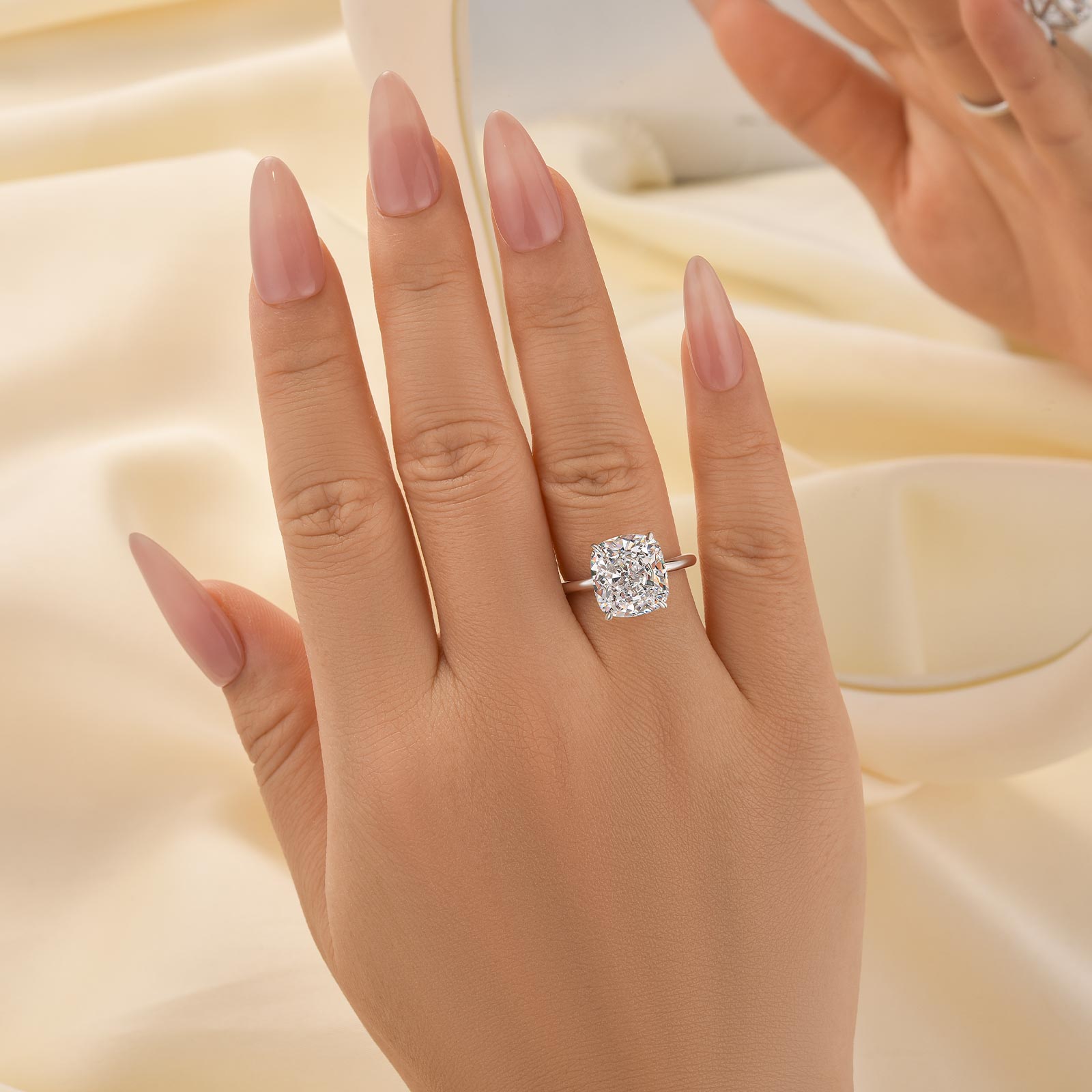 HNJ Jewels Precious 6.0 CT Cushion Cut Engagement Ring In Sterling Silver