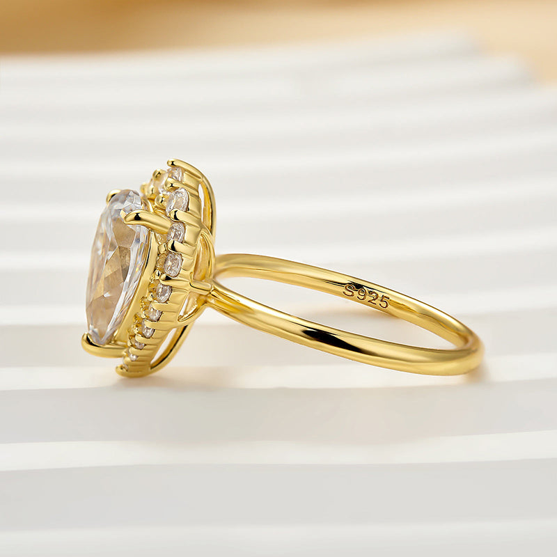HNJ Jewels Vintage Halo Pear Cut Engagement Ring