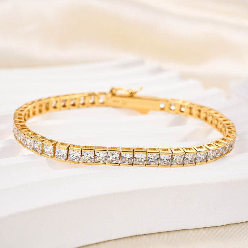 Romantic Simple White Stone Radiant Cut Bracelet for Women
