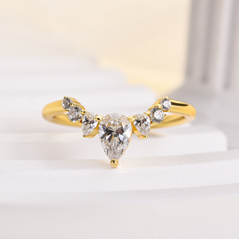 HNJ Jewels Yellow Gold Art Deco Women's Wedding Band In Sterling Silver