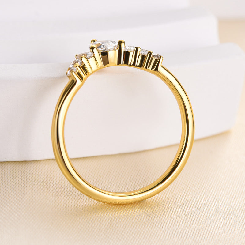 HNJ Jewels Yellow Gold Art Deco Women's Wedding Band In Sterling Silver