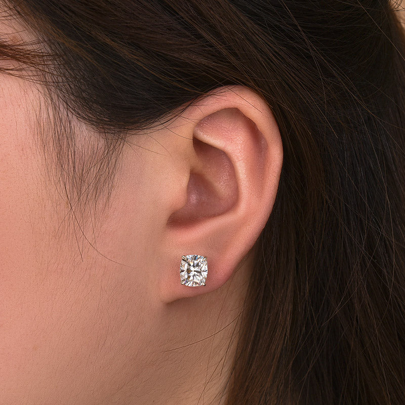 HNJ Jewels Moissanite Cushion Cut Women's Stud Earrings