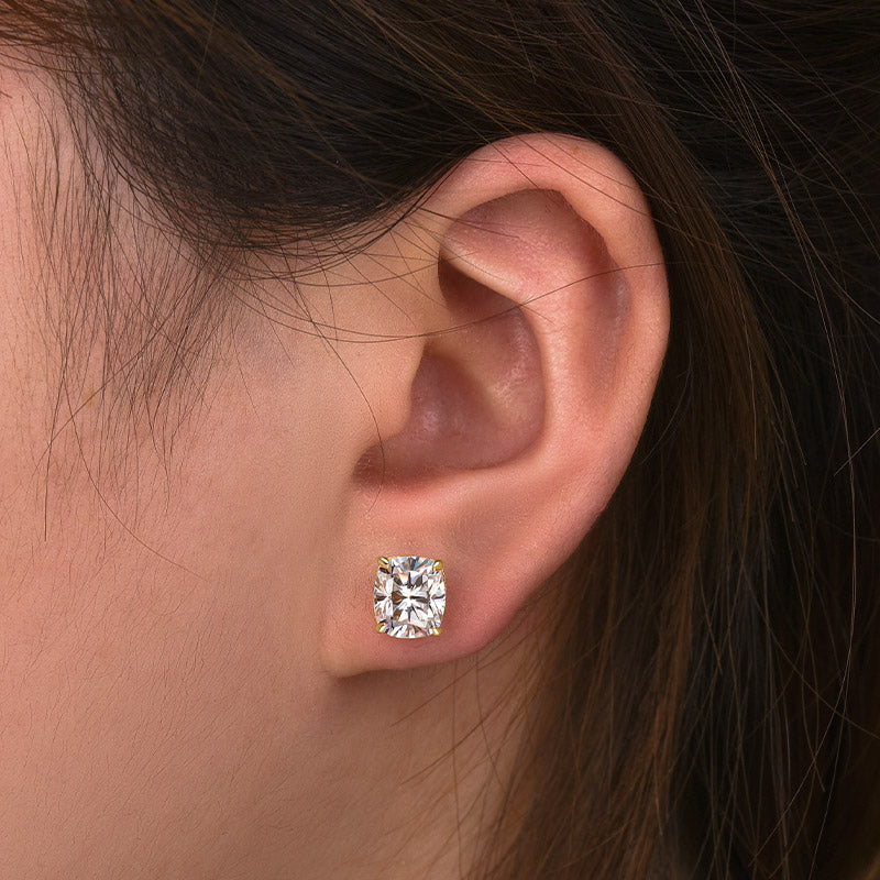HNJ Jewels Moissanite Cushion Cut Women's Stud Earrings