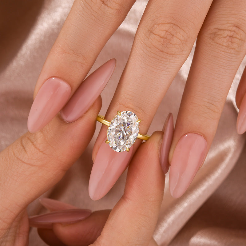 Moissanite Solitaire 5.50 Ct Oval Cut White Gold Promise Ring For Women