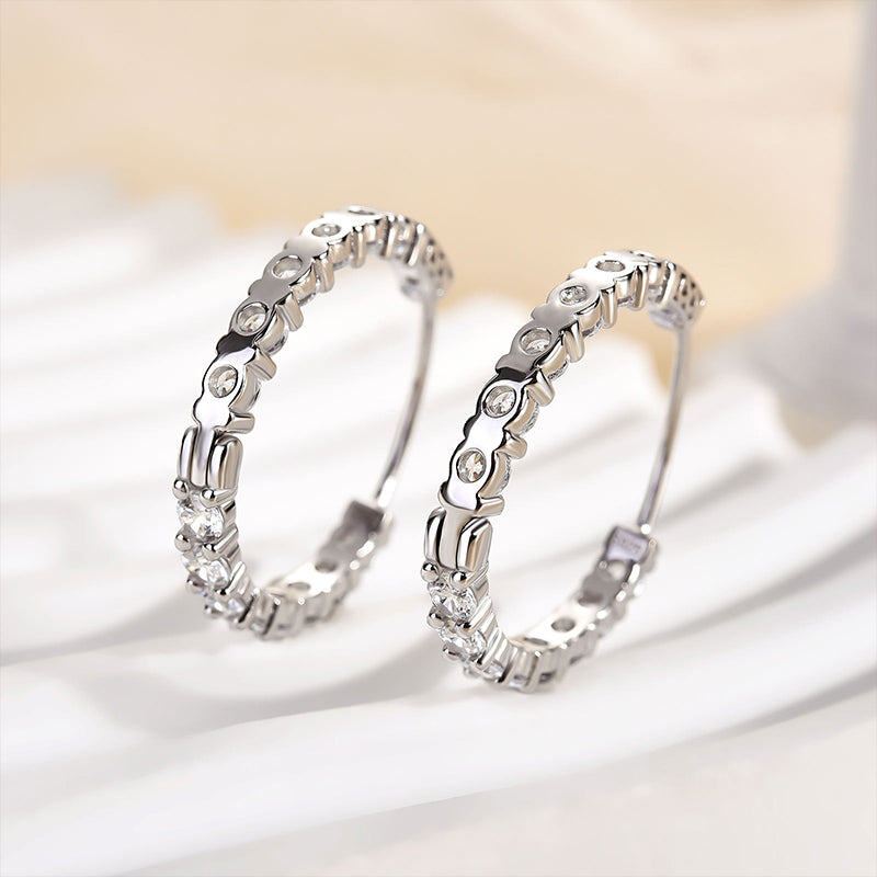 HNJ Jewels Unique Hoop Earrings In Sterling Silver