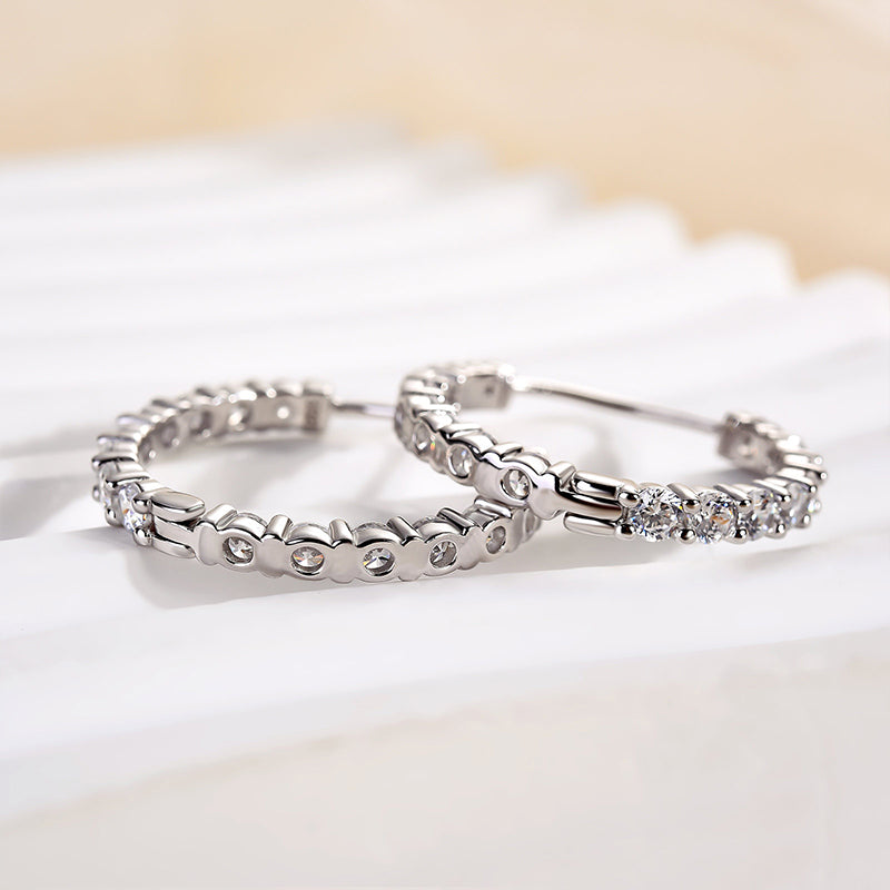 HNJ Jewels Unique Hoop Earrings In Sterling Silver