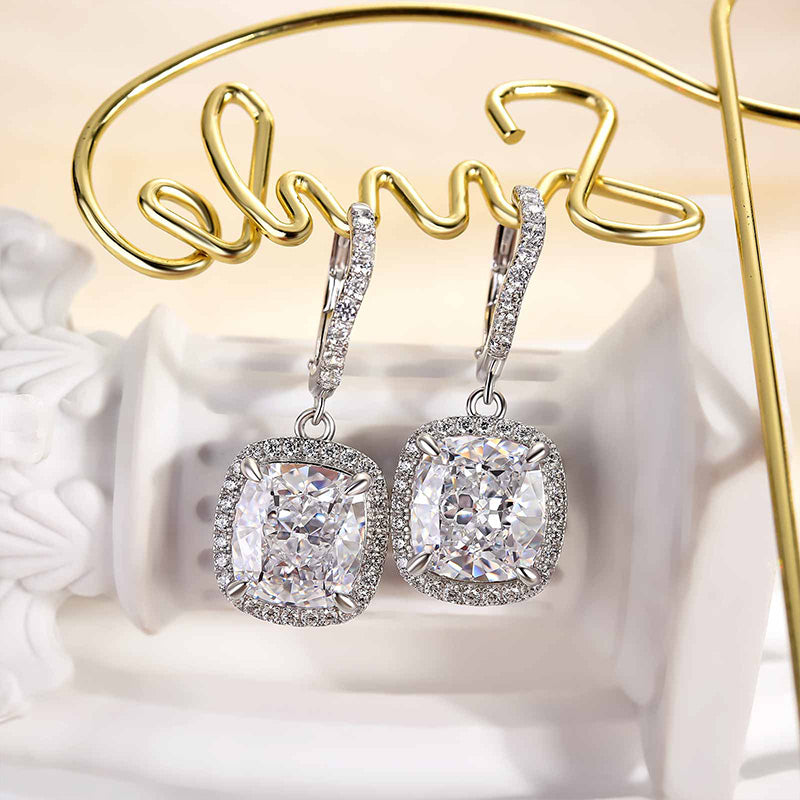 HNJ Jewels Special Halo Design Cushion Cut Women's Earrings