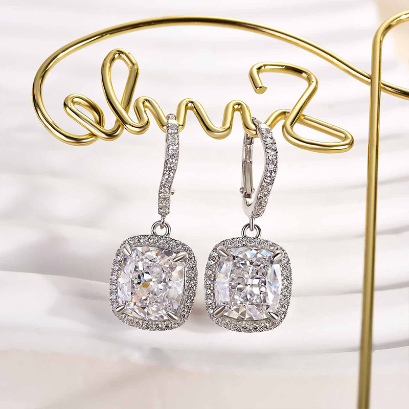 HNJ Jewels Special Halo Design Cushion Cut Women's Earrings