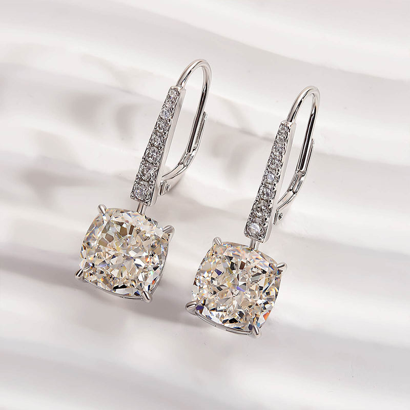 HNJ Jewels Exquisite Cushion Cut Women's Earrings In Sterling Silver