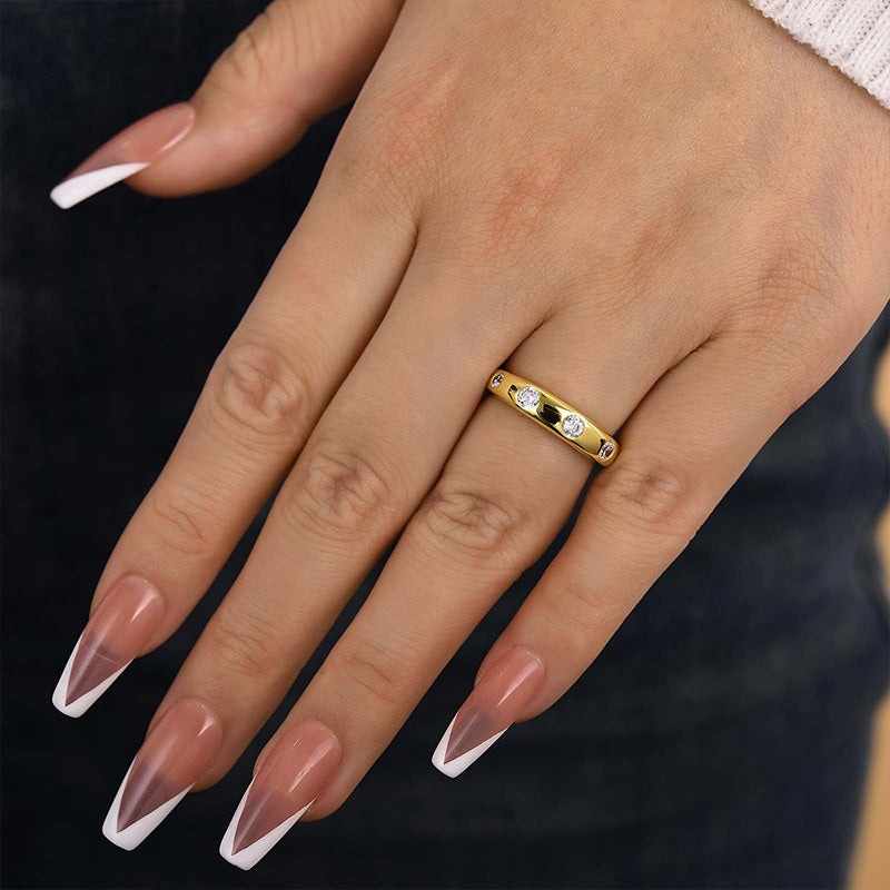 HNJ Jewels Vintage Yellow Gold Round Cut Wide Wedding Band