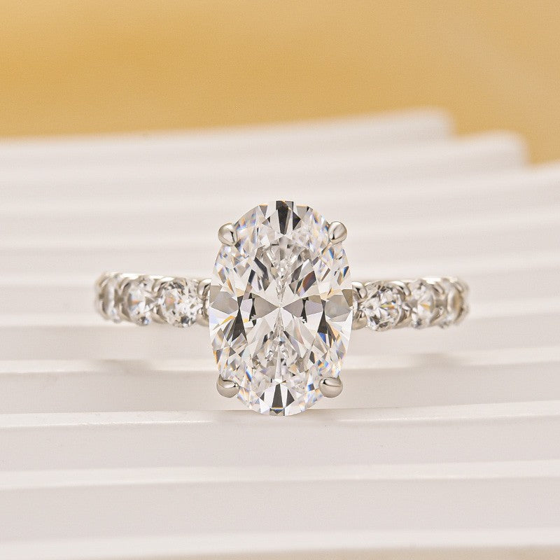Luxe 4.0Ct Oval Cut Engagement Ring In Sterling Silver For Women