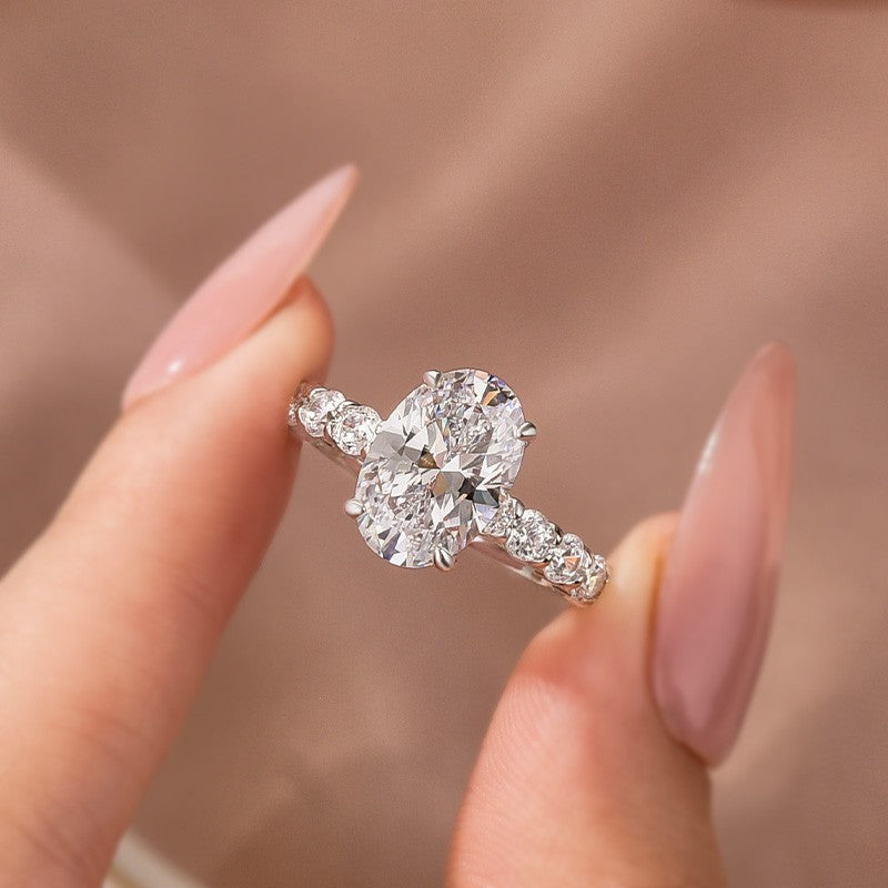 Luxe 4.0Ct Oval Cut Engagement Ring In Sterling Silver For Women