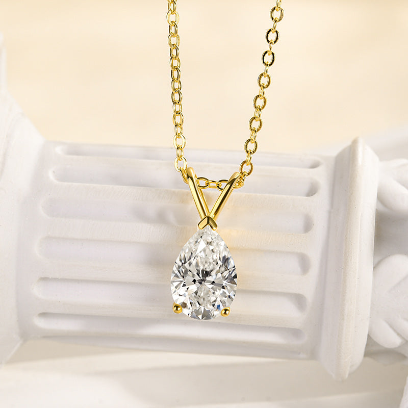 HNJ Jewels Moissanite Classic Pear Cut Pendant Necklace