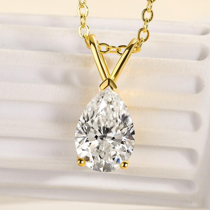 HNJ Jewels Moissanite Classic Pear Cut Pendant Necklace