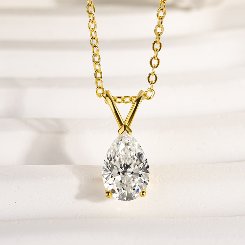HNJ Jewels Moissanite Classic Pear Cut Pendant Necklace