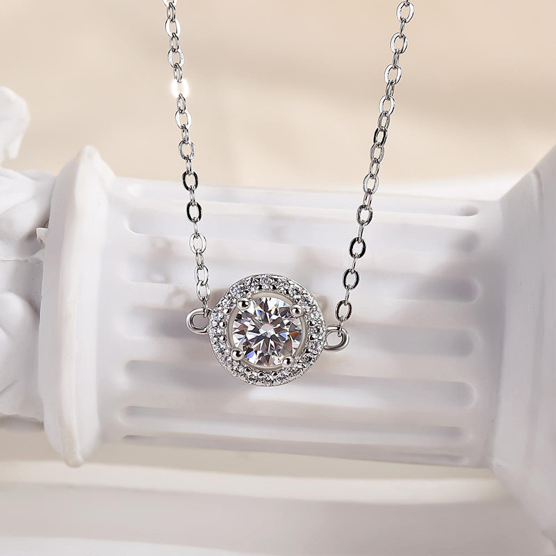 HNJ Jewels Timeless Moissanite Halo Round Cut Bracelet In Sterling Silver