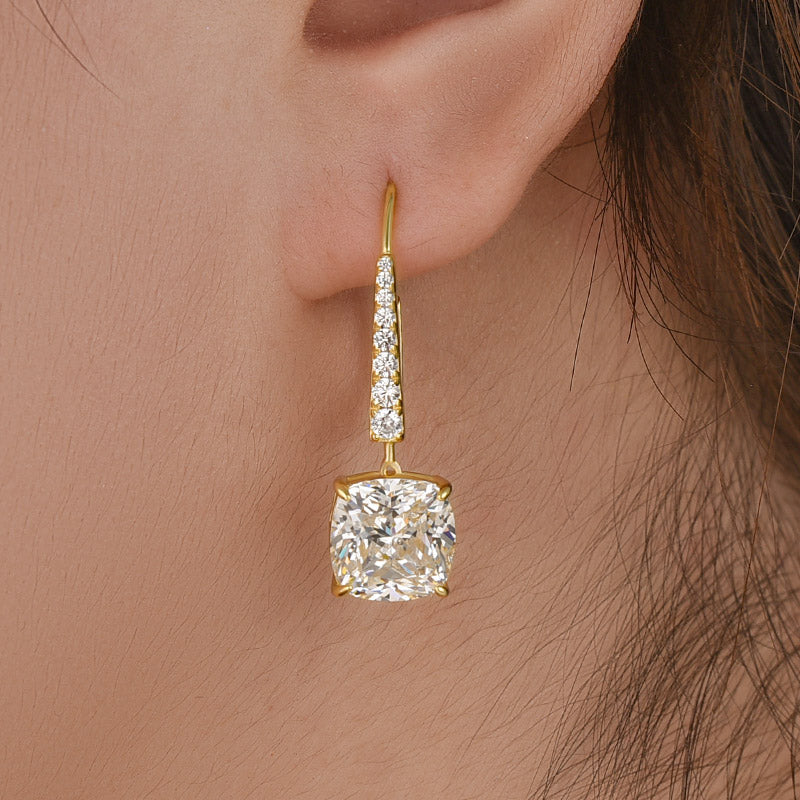 HNJ Jewels Exquisite Cushion Cut Women's Earrings In Sterling Silver
