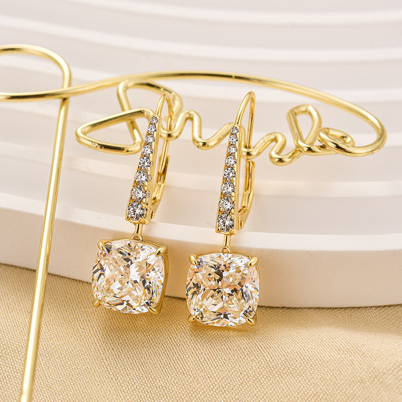HNJ Jewels Exquisite Cushion Cut Women's Earrings In Sterling Silver