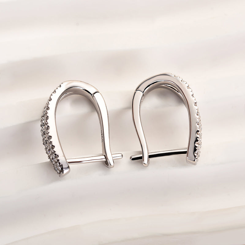 HNJ Jewels Unique Moissanite U-shaped Round Cut Earrings In Sterling Silver