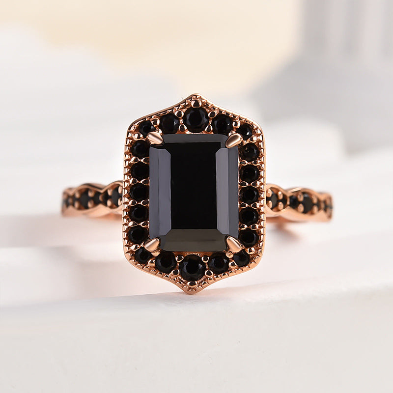 HNJ Jewels Attractive Rose Gold Radiant Cut Engagement Ring