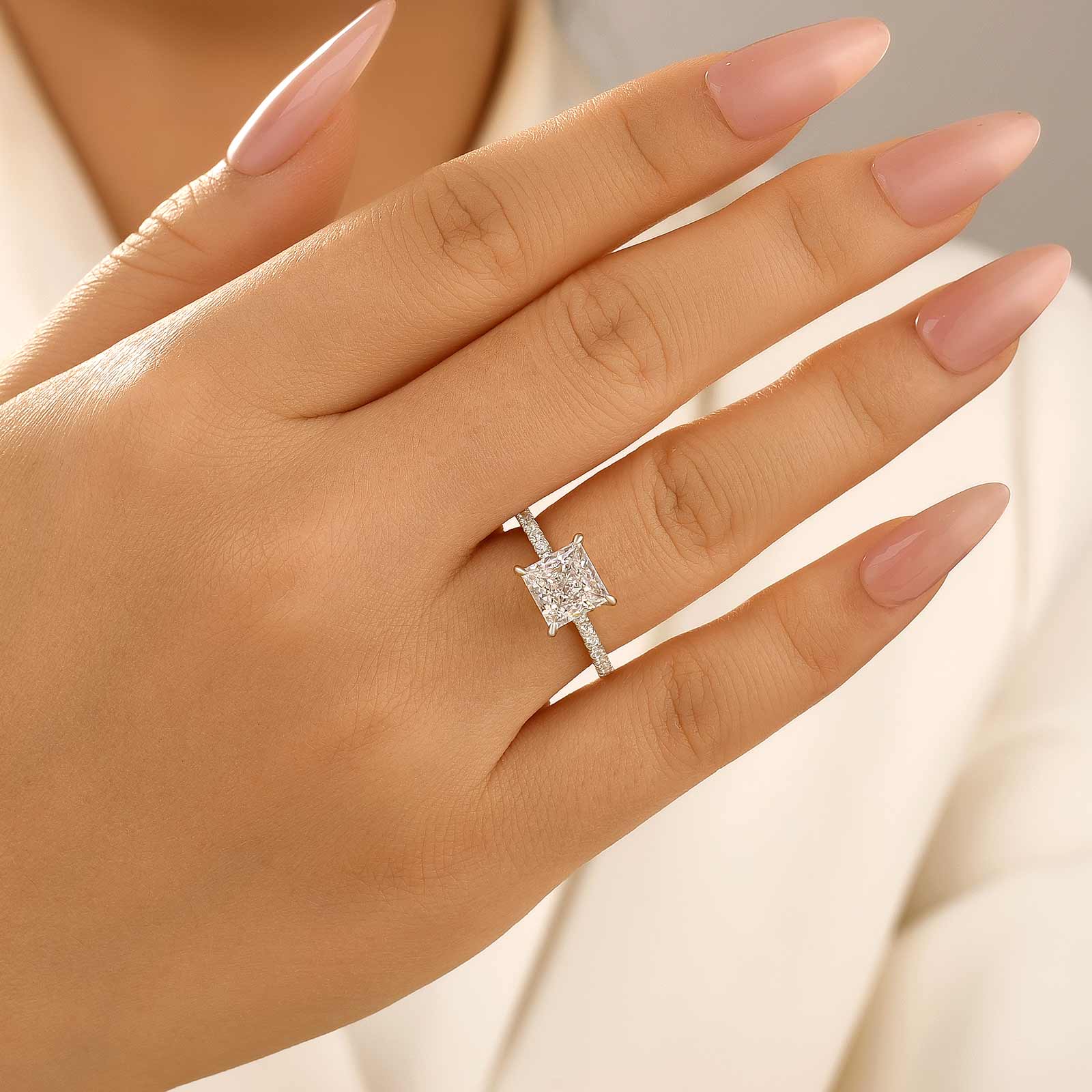 2 Ct HNJ Jewels Sparkle Square Princess Cut Engagement Ring For Women In Sterling Silver