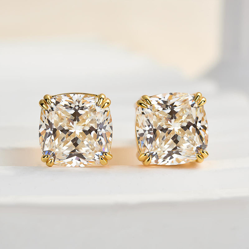 HNJ Jewels Stunning Sterling Silver 4.2 Ct Cushion Cut Stud Earrings For Women