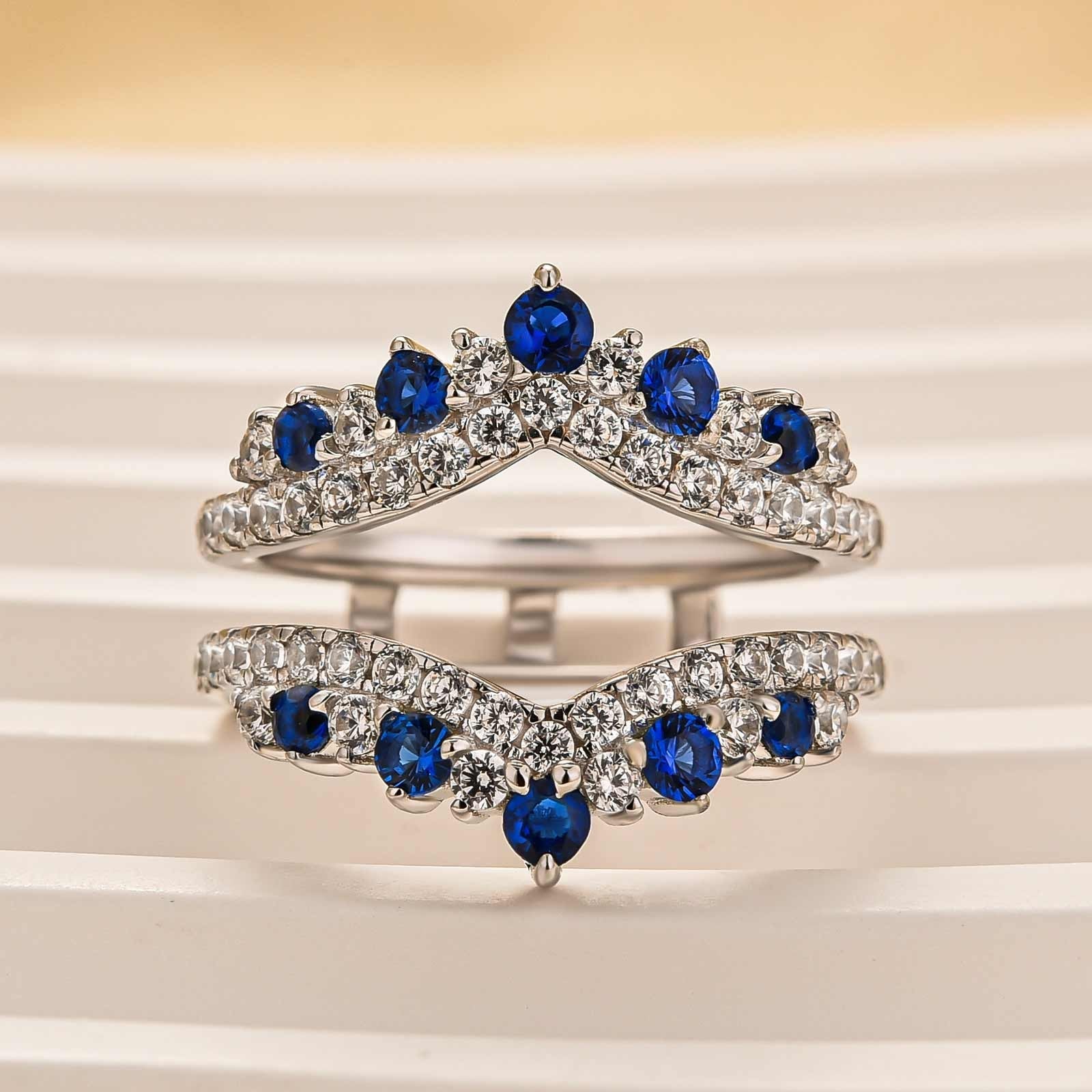 Pavé Full Eternity Blue & White Stone Enhancer Wedding Band