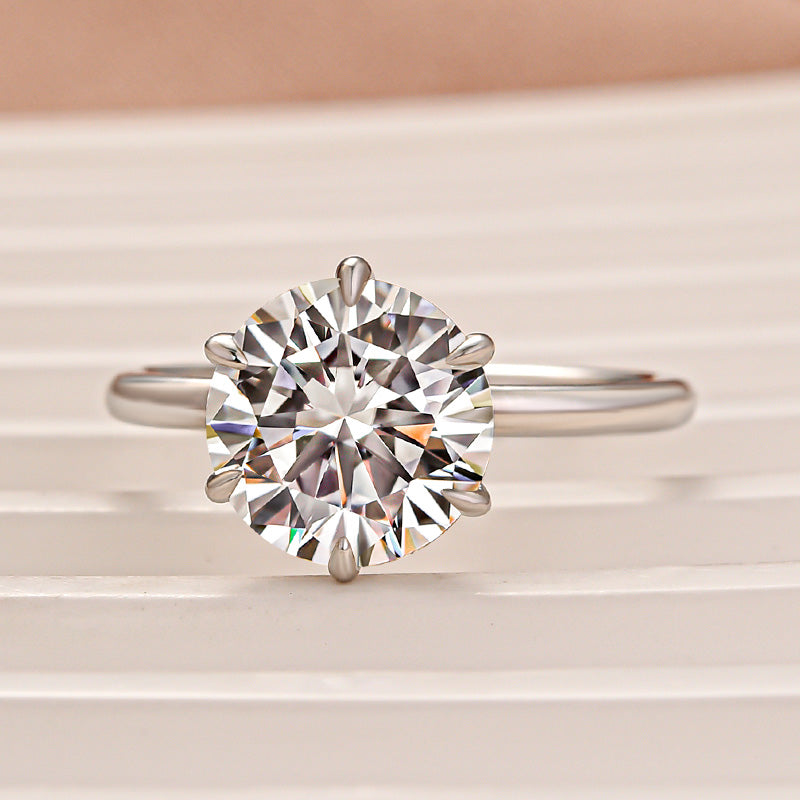 Moissanite 4.0Ct/3.0Ct Round Cut 6 Prong Engagement Ring For Women