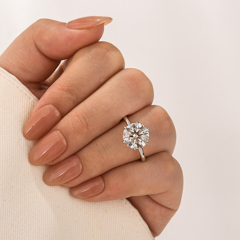 Moissanite 4.0Ct/3.0Ct Round Cut 6 Prong Engagement Ring For Women