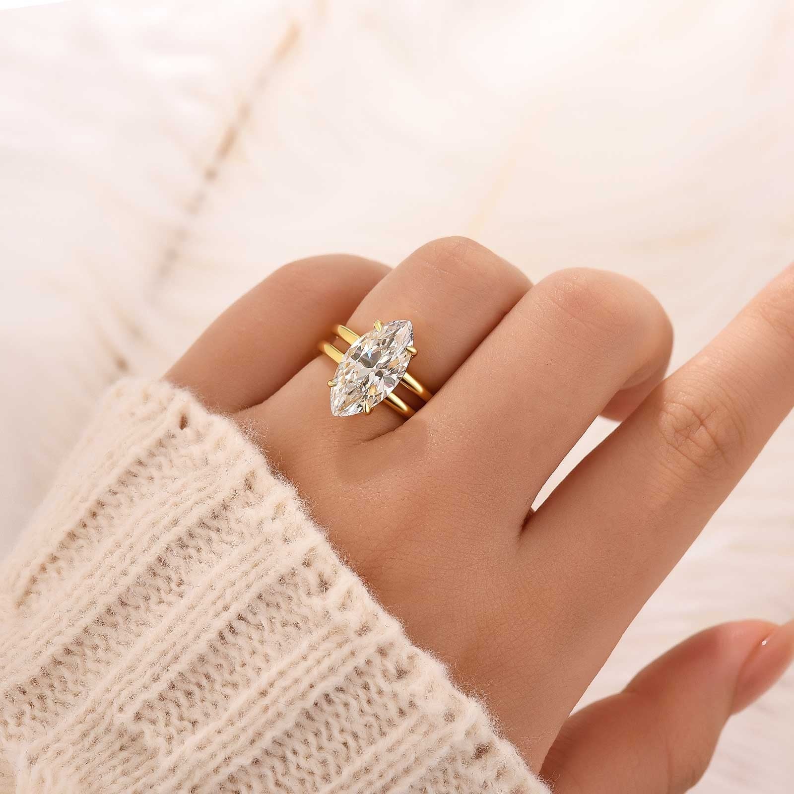 Unique 4.0Ct Marquise Cut Solitaire Engagement Ring Travel Ring