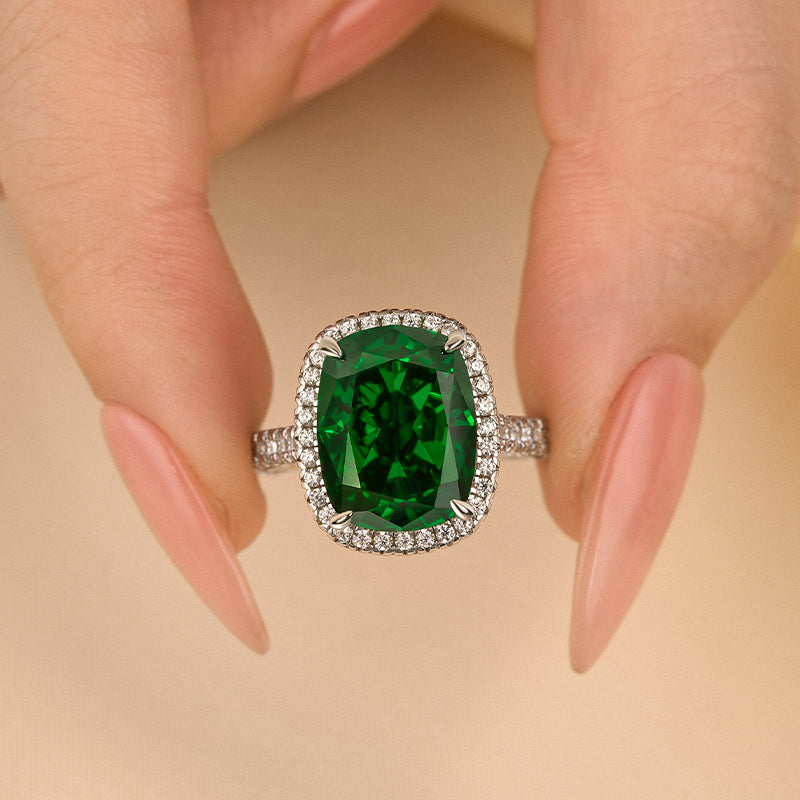 HNJ Jewels Gorgeous Halo Cushion Cut Paraiba Tourmaline Engagement Ring In Sterling Silver