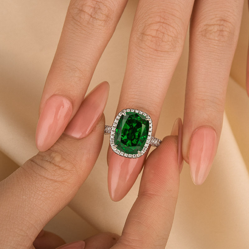 HNJ Jewels Gorgeous Halo Cushion Cut Paraiba Tourmaline Engagement Ring In Sterling Silver