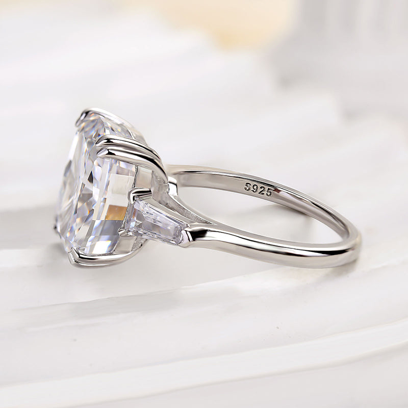 HNJ Jewels Sparkle Cushion Cut Three Stone Engagement Ring