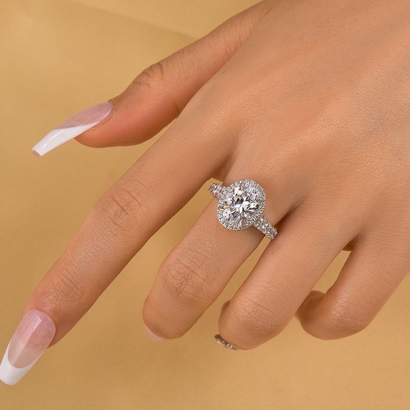HNJ Jewels Vintage Halo Oval Cut Engagement Ring