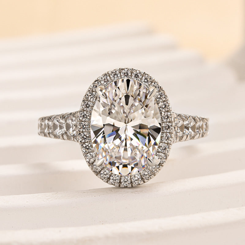 HNJ Jewels Vintage Halo Oval Cut Engagement Ring