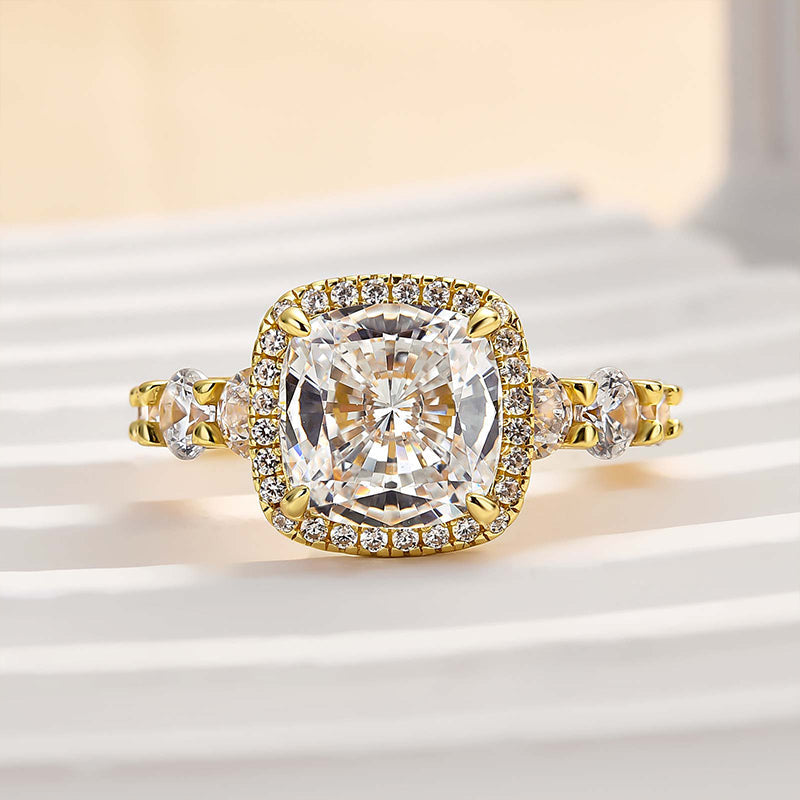 HNJ Jewels Vintage Halo Cushion Cut Engagement Ring For Women