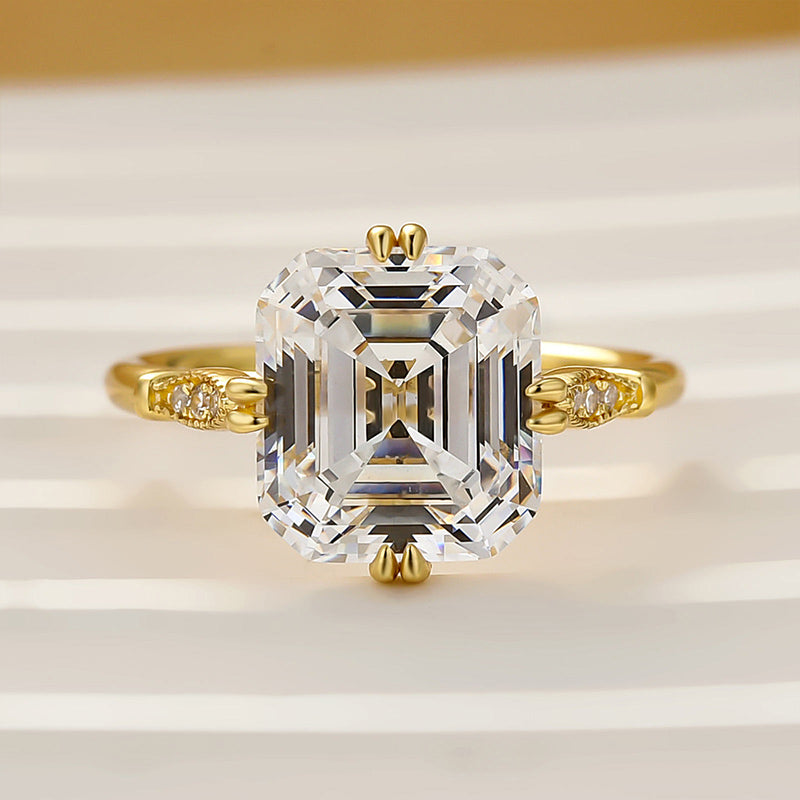 HNJ Jewels Vintage Asscher Cut Women's Engagement Ring In Sterling Silver