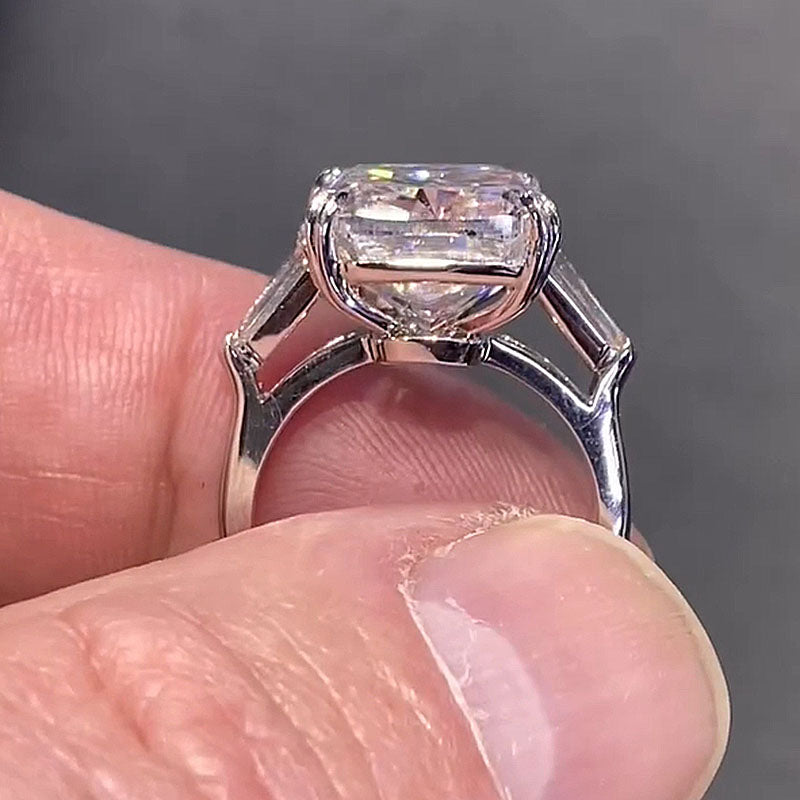 HNJ Jewels Sparkle Cushion Cut Three Stone Engagement Ring