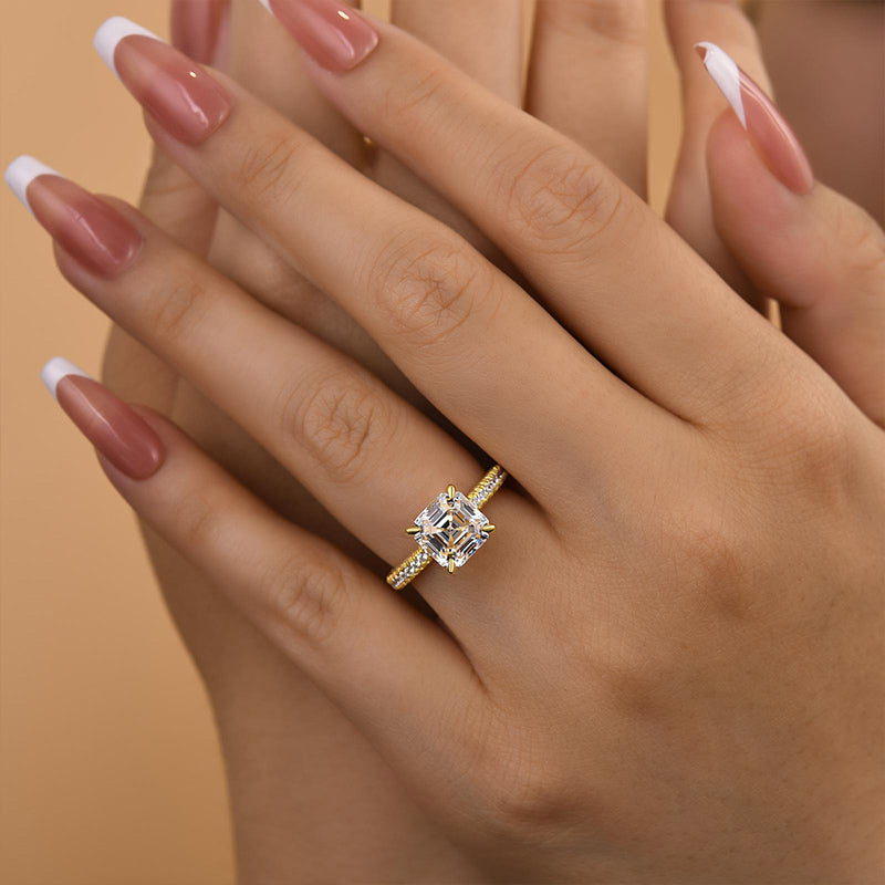 HNJ Jewels Precious Asscher Cut Women's Engagement Ring