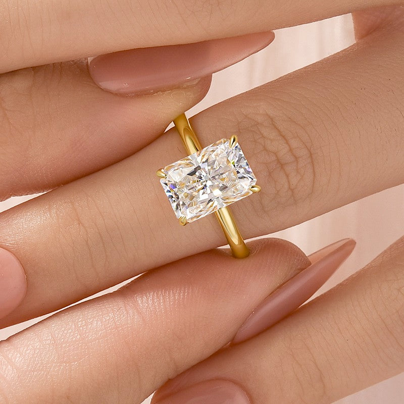 Moissanite 3.5Ct Radiant Cut Engagement Ring In Sterling Silver