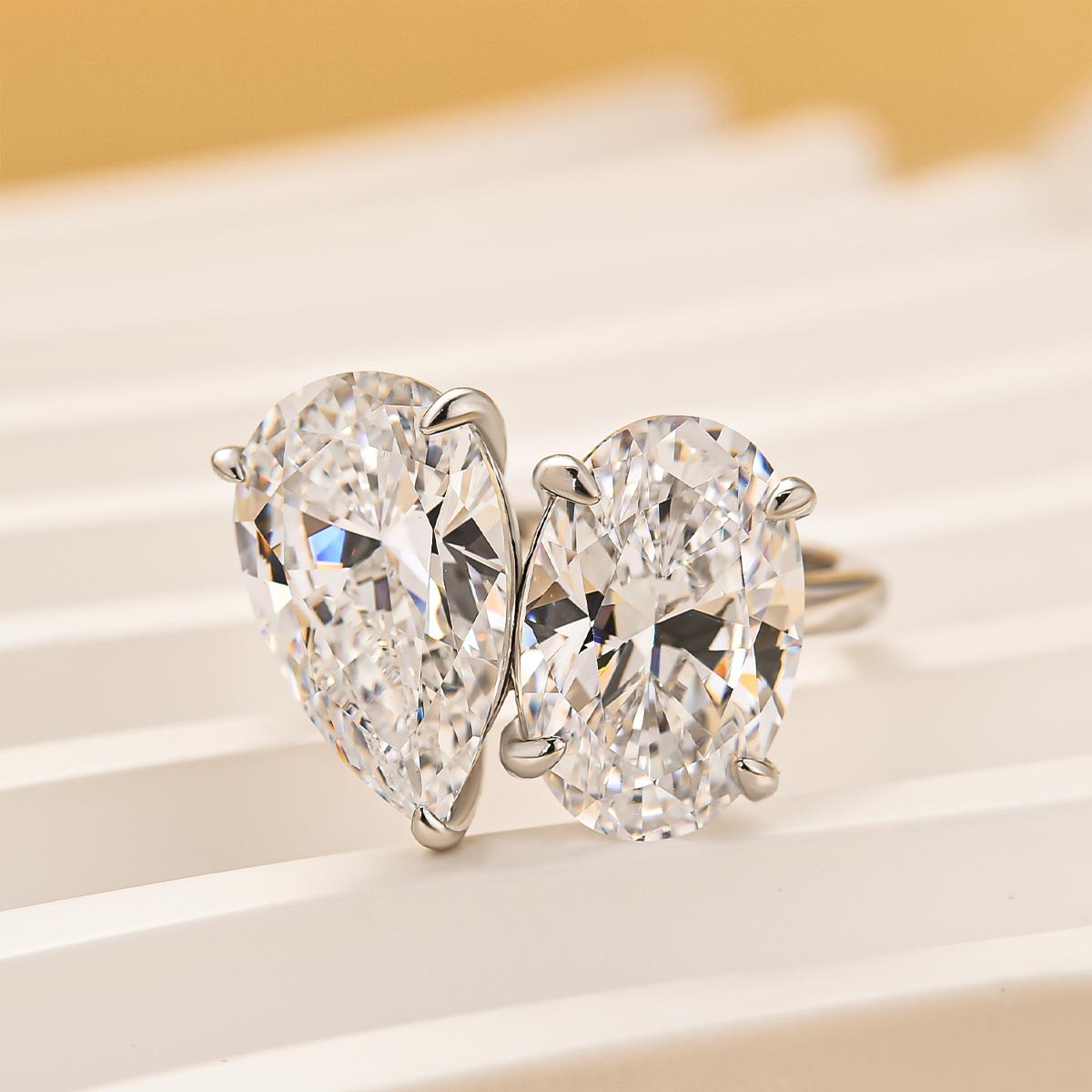 Toi et Moi Oval Cut & Pear Cut Engagement Ring Travel Ring