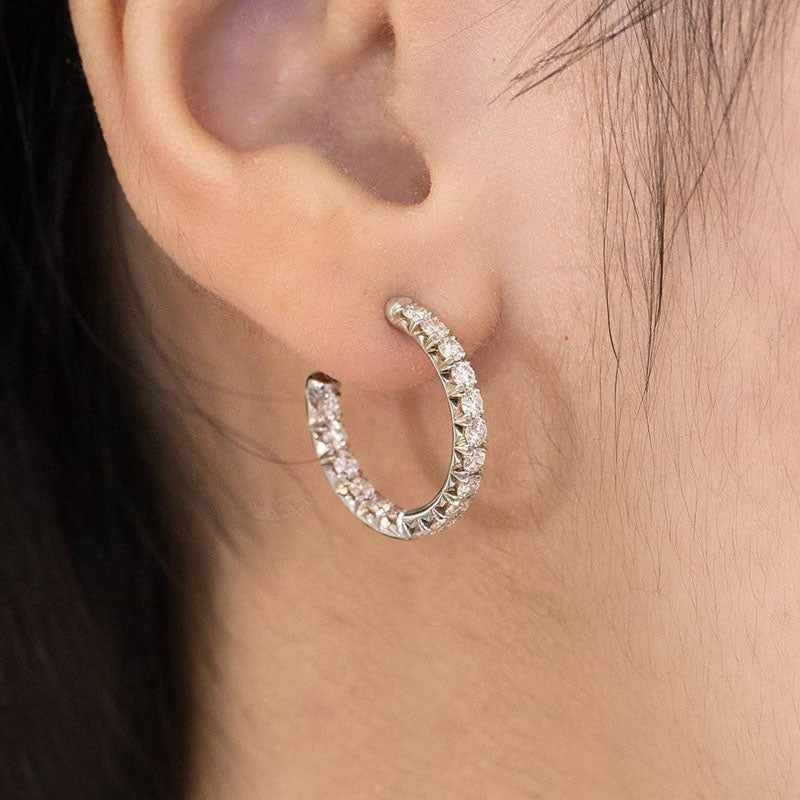 HNJ Jewels Unique Hoop Earrings In Sterling Silver
