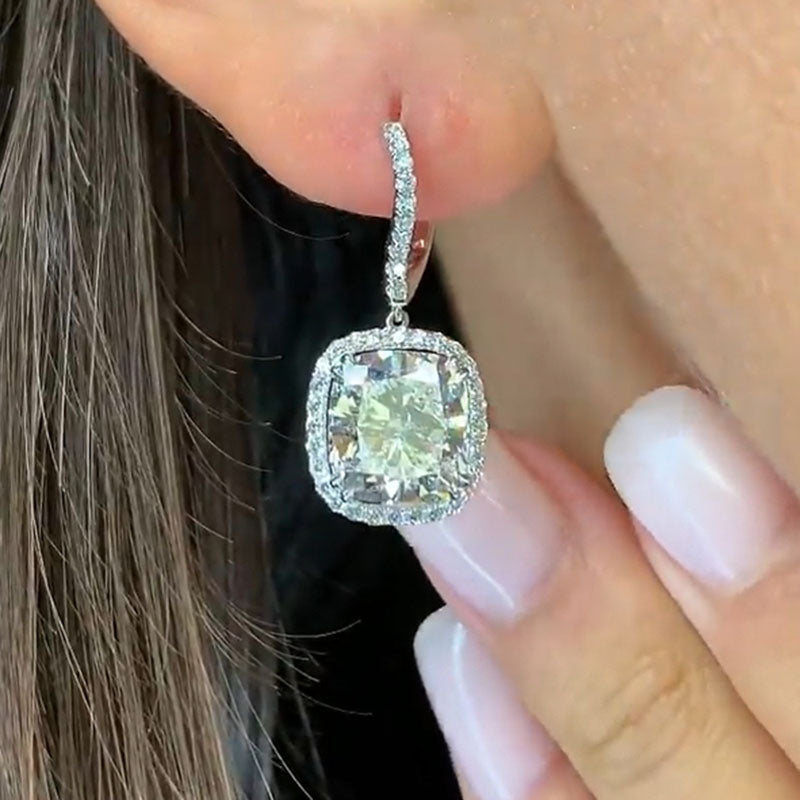 HNJ Jewels Special Halo Design Cushion Cut Women's Earrings